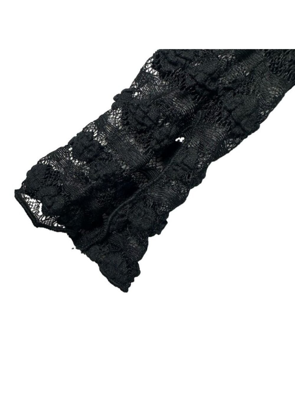 The Vintage Shop Black Heart Textured Knit Sheer Mesh Crop Top LS Small Goth - Picture 9 of 12